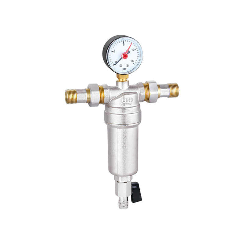 Botella de latón Filtro de agua con manómetro para agua fría AMT-3021